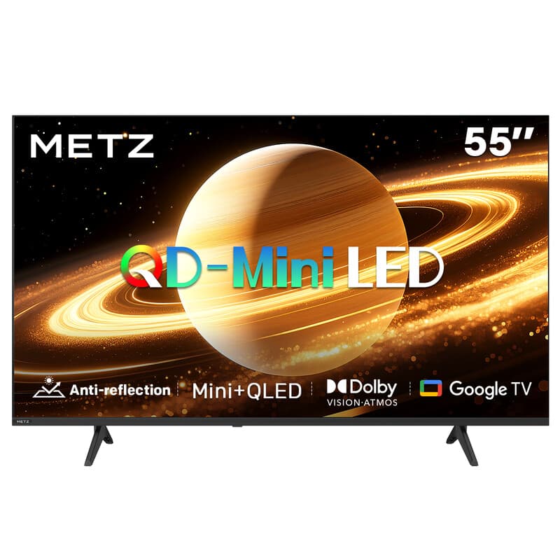 METZ 55 inch (140 cm) QD-MiniLED 2026 55MNH7000Z, mat scherm ultra, 60 Hz, Dolby Vision en Atmos, HDMI 2,1, Google TV
