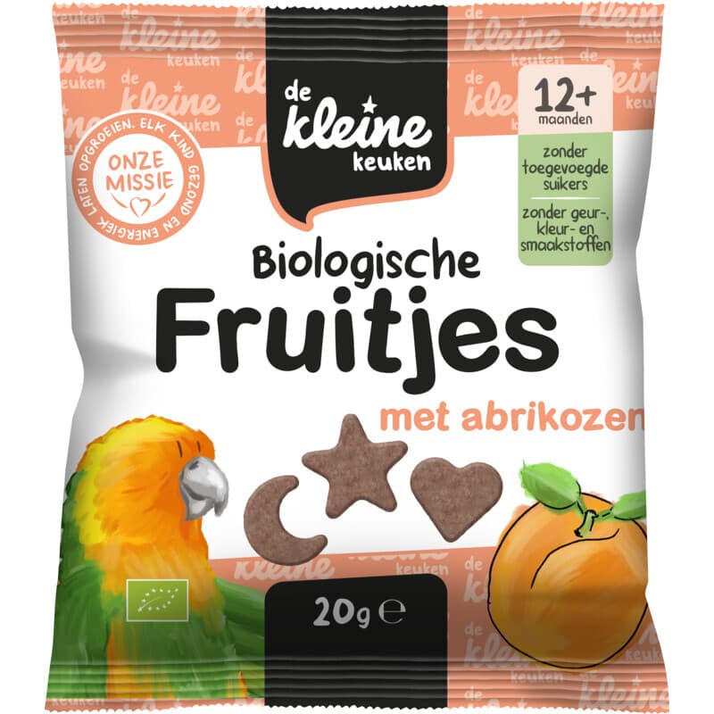 de Kleine Keuken Bio Fruitjes met Abrikozen 20 gr