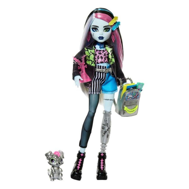 Monster High Frankie Stein modepop - 25 cm, zwart en wit