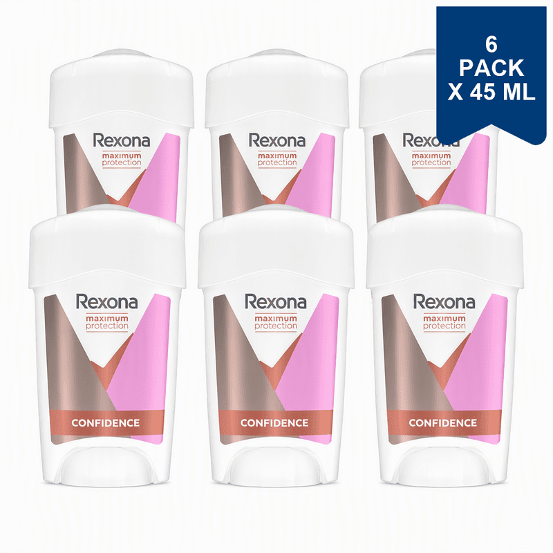 Rexona Deo Stick Crème Dames Maximale Bescherming Anti-Transpirant, Confidence - 45 ml (6-Pack)