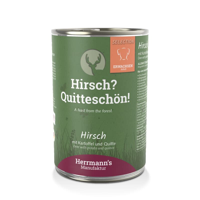 HERRMANN'S MANUFAKTUR Hertenvlees kattenvoer voor volwassen katten 400 g