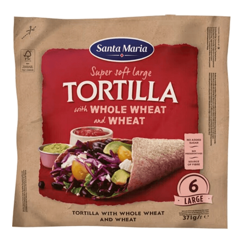 Santa Maria Tortilla Met Volkoren Tarwe&Tarwe - 6 Stukken 371 g