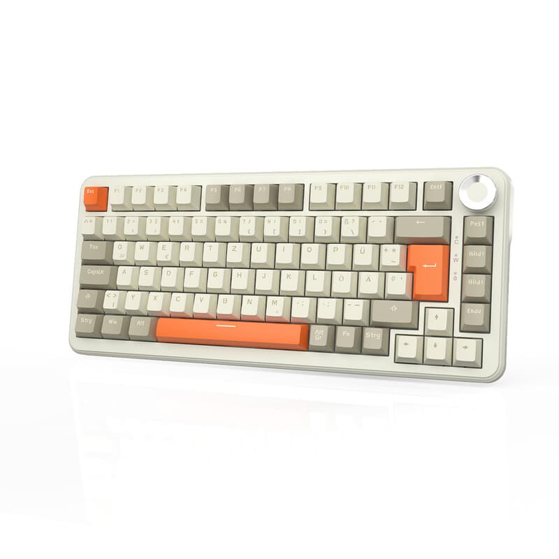 AJAZZ AK820 MAX Duitse QWERTZ lay-out draadloos mechanisch gamingtoetsenbord Flying Fish switch volumeknop Duitse keycap Tri-mode 75% lay-out kantoor mechanisch toetsenbord 8000 mAh lange batterijduur kantoor RGB DIY game kantoor dual-use