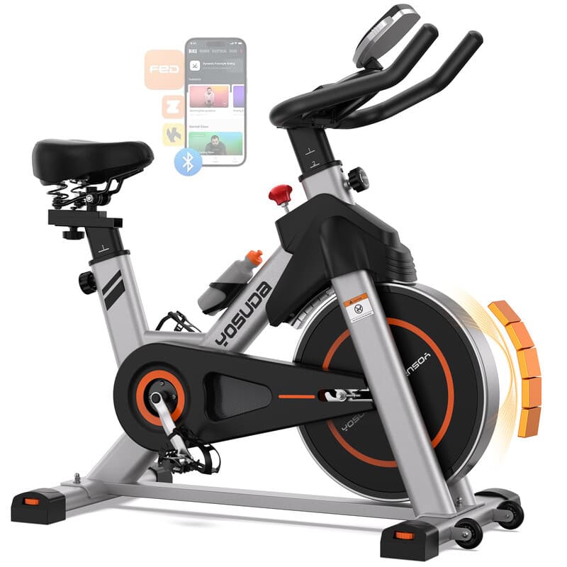 YOSUDA - Hometrainer - 8 kg magneet - Stil, LCD, APP & houder - 160 kg draagvermogen