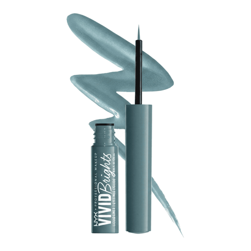 NYX Vivid Brights vloeibare eyeliner: veegbestendig, precieze punt, Cyan Simp 01