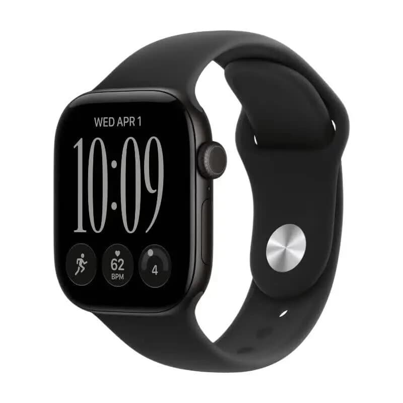 Apple Watch Series 12 GPS 42 mm Zwart Aluminium Kast met Zwart Sportband - M/L