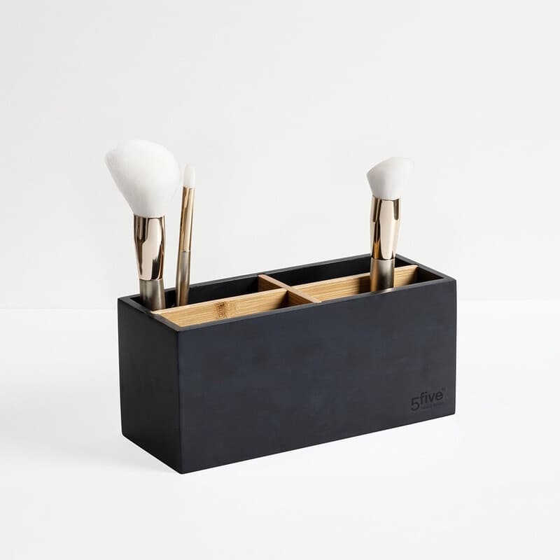 5five Bamboe Opbergdoos Organizer - Zwart, 20 x 8 x 9 cm, 4 Compartimenten