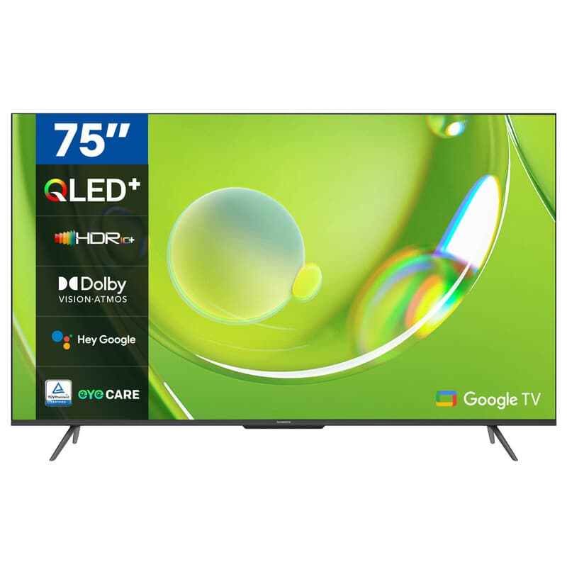 METZ Smart TV, MQD7500Z, 75" (164 cm), QLED, 4K UHD, HDR 10, Google TV, HDMI en USB, Slim, Modern, Zwart