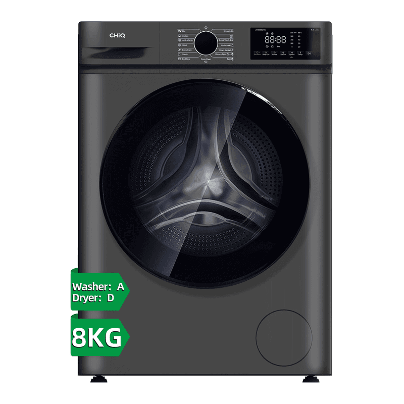 CHiQ 8 kg was-droogcombinatie, donkergrijs, inbouwdiepte, grote trommel, invertermotor, 1400 tpm, stoomfunctie, energielabel A/D JW85882HG