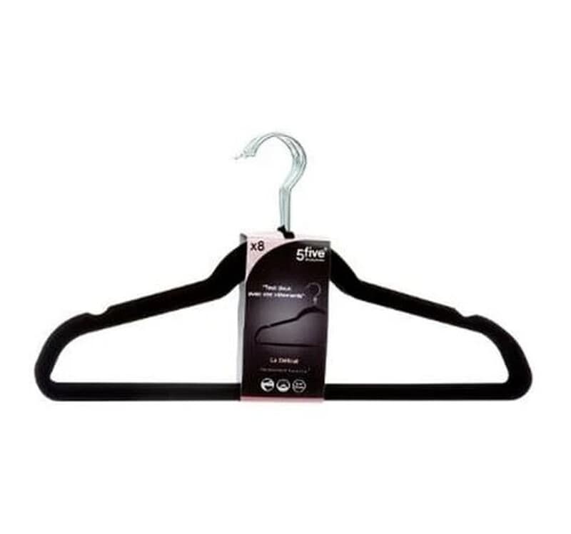 5five Velours hanger set - Zwart, 8 stuks