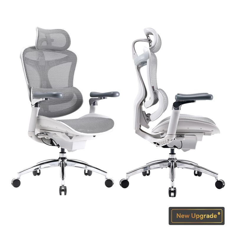 SIHOO Doro C300 Pro Ergonomische Bureaustoel - 5D Armleuningen, Zelfaanpassende Lendensteun, Mesh Rugleuning - Tot 150kg - 3 Standen Verstelbaar (92°/100°/112°) - BIFMA/TÜV Gecertificeerd - 77x67x127cm——Wit