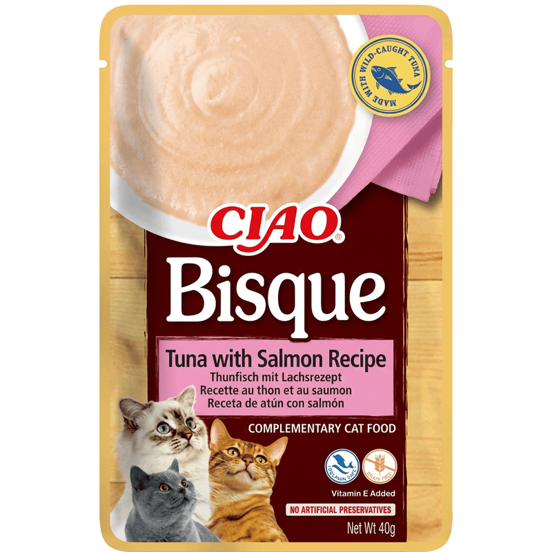 Inaba Ciao Bisque - Kattensnack - Tonijn & Zalm - Romige Traktatie - 24 x 40g