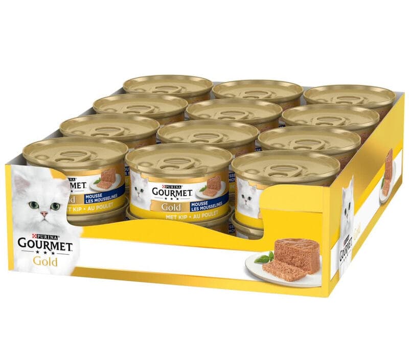 Gourmet Premium Kattenvoer in Blik Gold Eiwitrijk Kip 24x85 g