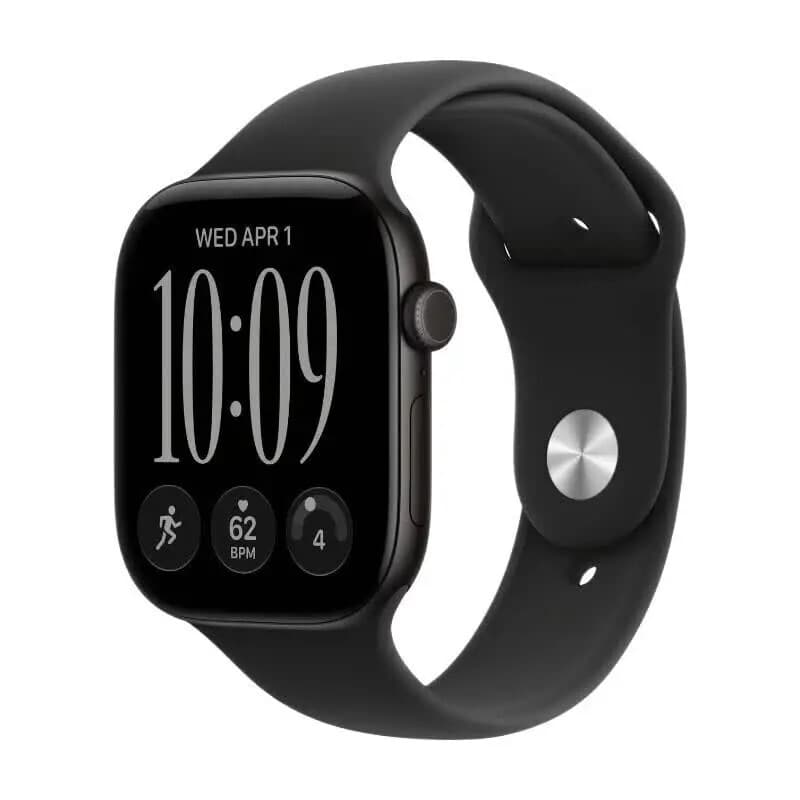Apple Watch Series 12 GPS 46 mm Zwart Aluminium Kast met Zwart Sportband - M/L