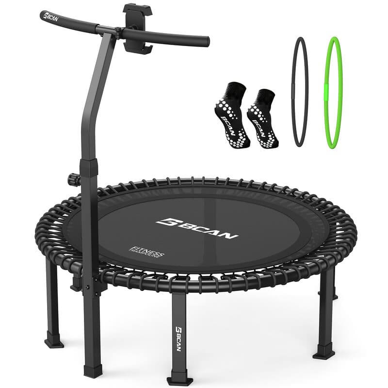 BCAN Volwassenen trampoline 227kg stil met verstelbare koorden inclusief handgreep en sokken