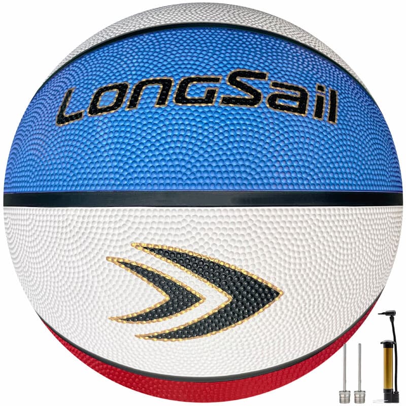 Hoogwaardige rubberen basketbal (27,5") maat 5# rood/wit/blauw