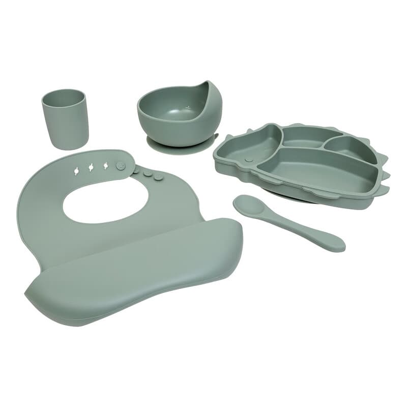 Atmosphera Kids Dino Siliconen Maaltijdset - Groen, 19,8 x 12,5 x 27,5 cm