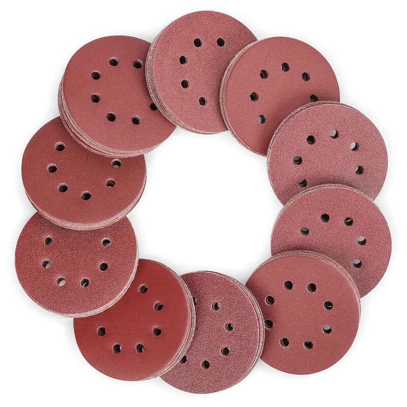 WORKPRO schuurpapier, diameter 125 mm, 150 klittenband schuurpads, korrelgrootte 60/80/100/150/180/240/320/400/600, 8 gaten rond voor excentriekschuurmachines