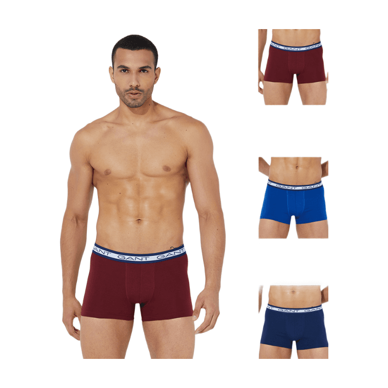 GANT Heren Ondergoed Trunk 3P Gant Marine Blauw Rood S