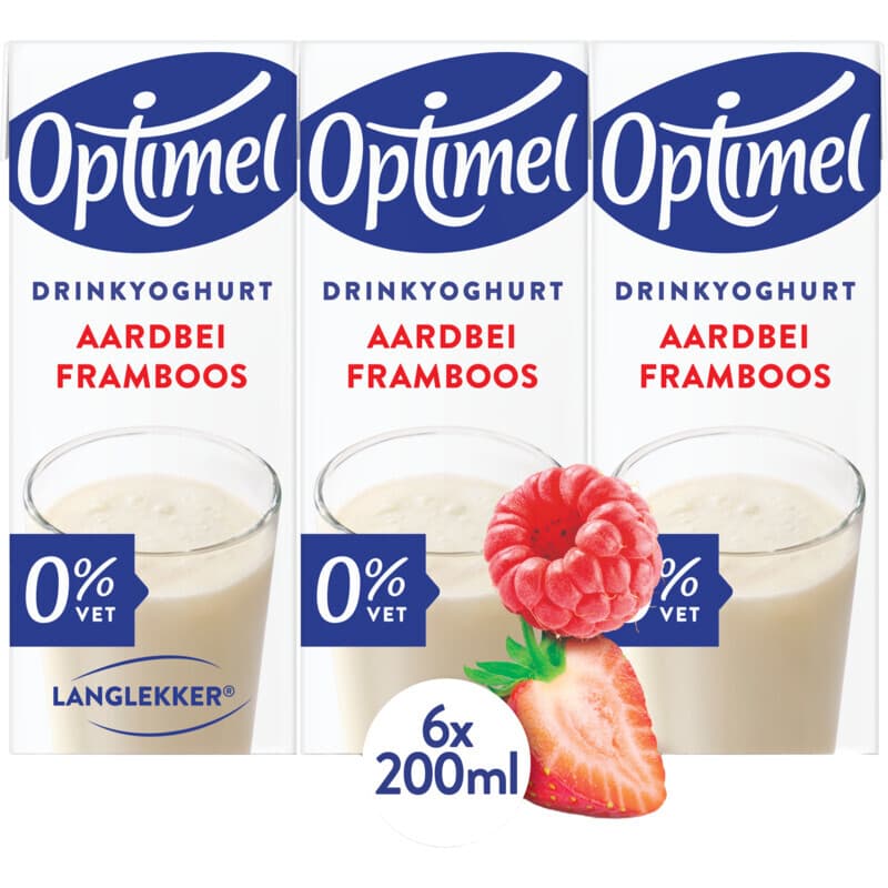 Optimel Aardbei Framboos Drank - 6 x 200 ml