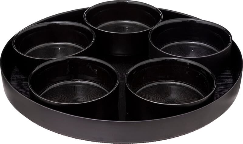 Secret de Gourmet Astra Glazen Snackset - Zwart, 6 stuks, 34 cm