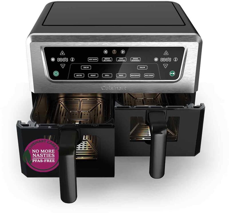 Cuisinart - XXL Dual-Zone Airfryer - Heteluchtfriteuse 2x5,2 - 2400W - 7 programma's - PFAS-vrije keramische coating - 2 manden voor tot 12 porties - Zwart