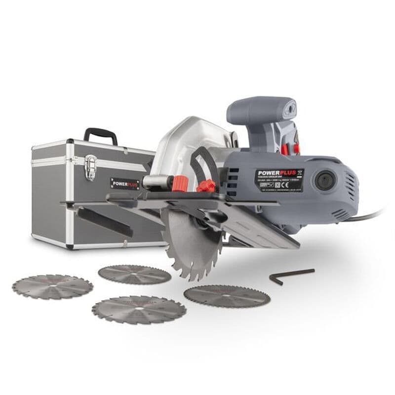 POWERPLUS Cirkelzaag POWESET4 met Aluminium Koffer, 1200W, 65mm Zaagcapaciteit
