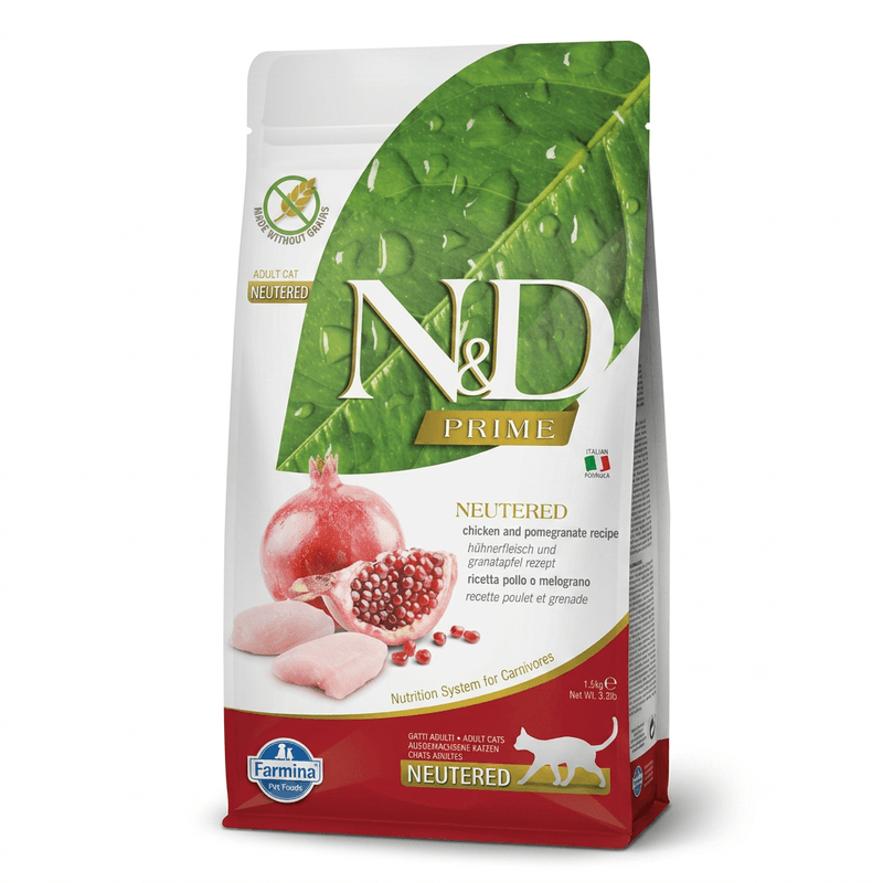 N&D Prime voeding voor de gecastreerde kat Kip 1,5 kg