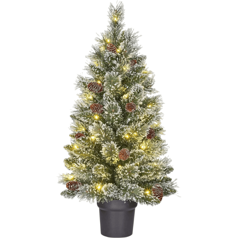 Black Box Trees Vandans Kunstkerstboom in Pot met LED Verlichting - H90 x Ø48 cm - Frosted Green