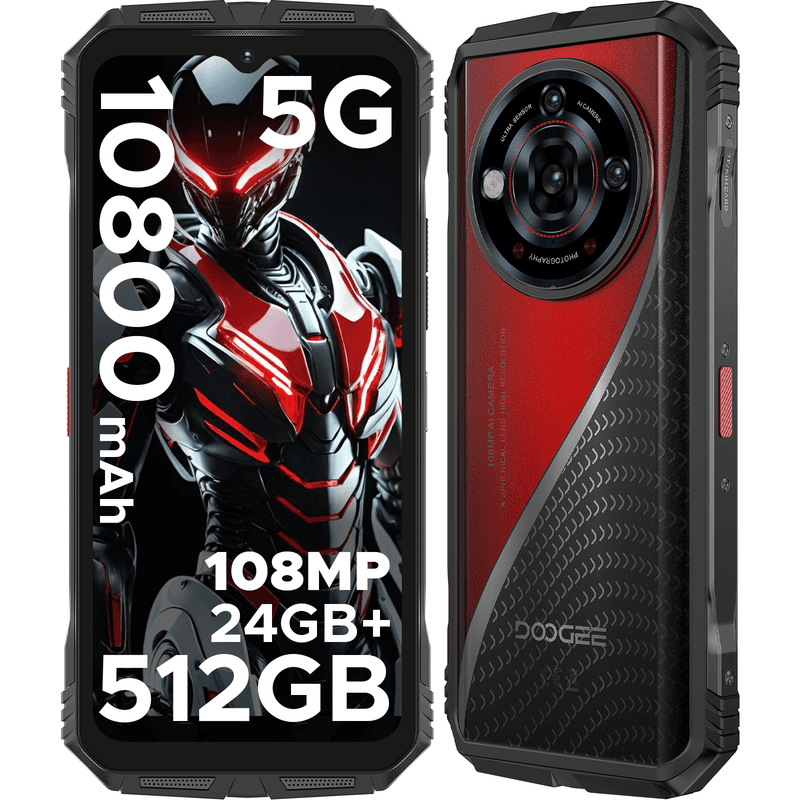 DOOGEE S118 PRO robust smartphone 5G, 24GB+512GB(2TB) DDR5, Dimensity 7050, 6,6 inch FHD+ 120Hz, 10800mAh/33W, 108MP+20MP nachtzicht, Android, AI-functie, WiFi 6, Face ID, NFC