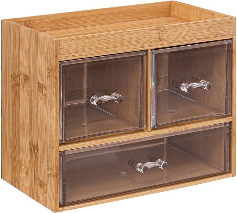 5five Bamboe 3-Lades Organizer Box - Lichtbruin, 24 x 15 x 20 cm