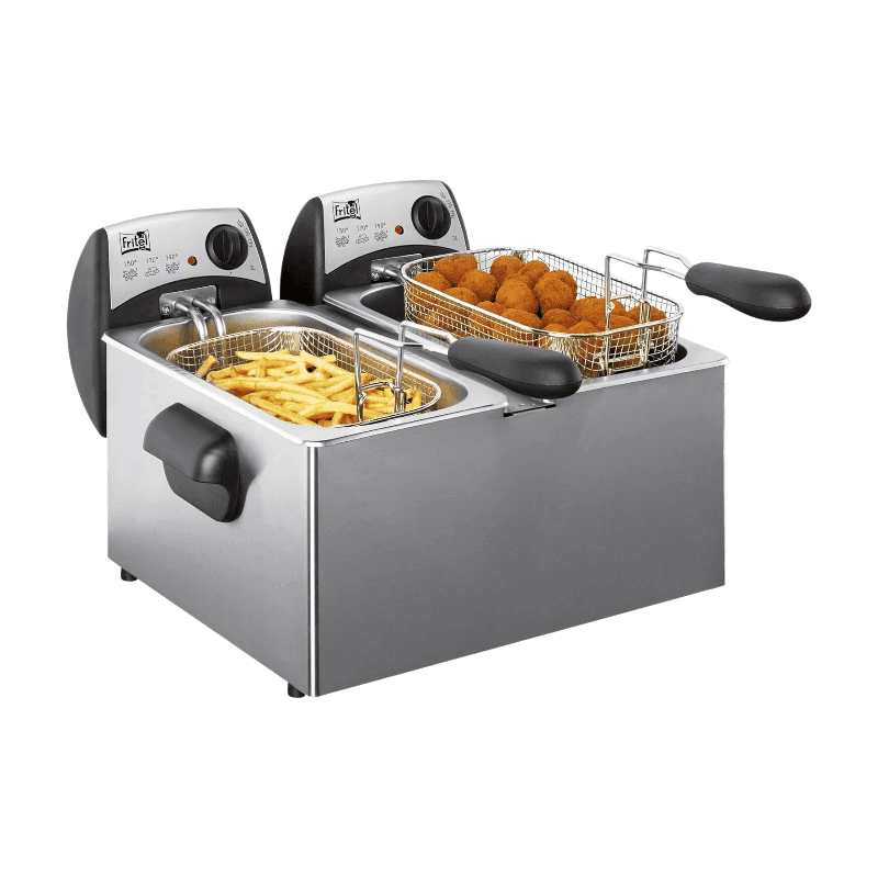 FRITEL Friteuse FR 1355 Duo - Dubbele friteuse / dubbele frituurpan - 2 x 3L - 2 x 2200W - Antistofdeksel - Voor 2 tot 8 personen - Alleen voor olie