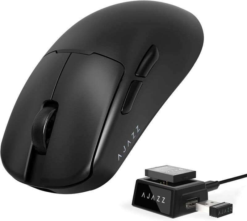 AJAZZ AJ159 V2 MC draadloze gamingmuis ondersteunt batterijvervanging, 300 mAh batterij direct volledig opgeladen PAW3311-sensor hoge precisie positionering met 1 kHz retourfrequentie DPI 24000 tri-mode ultralicht ontwerp computer kantoor muis