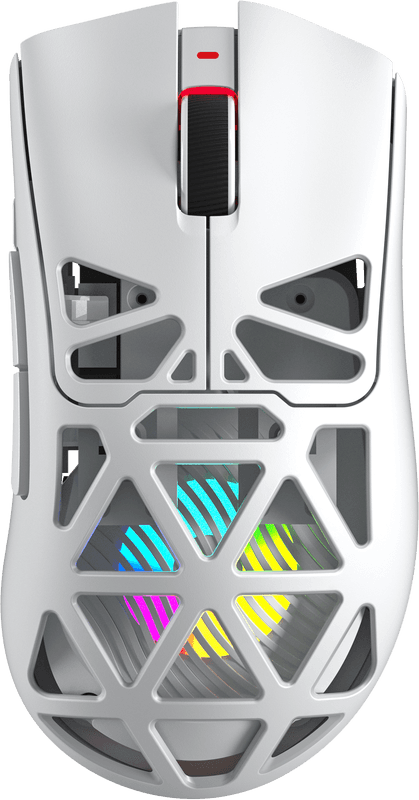 AULA SC620 Draadloze Gaming Muis, BT5.0/2,4G/USB-C, met PixArt PAW3311 Sensor, 12000 DPI, 8 KHz, Fire Button, 7 Programmeerbare Knoppen, 67 g Lichtgewicht, 400 mAh Batterij, RGB Gaming Muis voor PC/Mac - Wit
