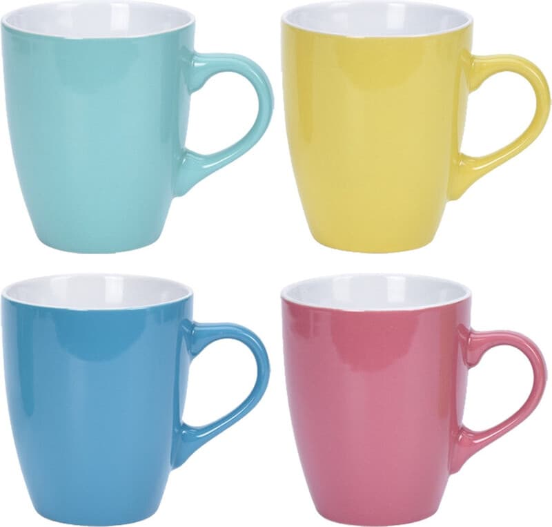 Excellent Houseware koffiemokken Costa - 4x - keramiek - 340 ml - gekleurde bekers
