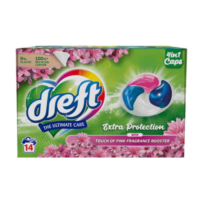 Dreft Caps 4-in-1 wasmiddel Vleugje Roze 14 stuks