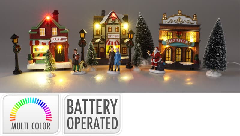 Koopman Dorp Scenery LED Huis Set - 14 stuks, Multikleur