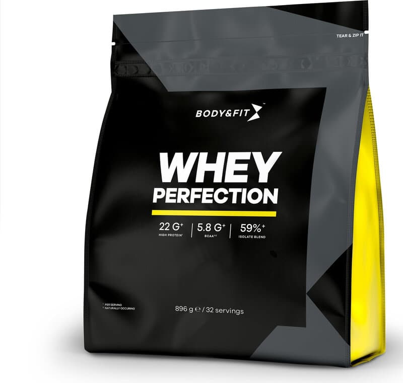 Body&Fit Whey Perfection Aardbei&Banaan Milkshake 896g (32 shakes)