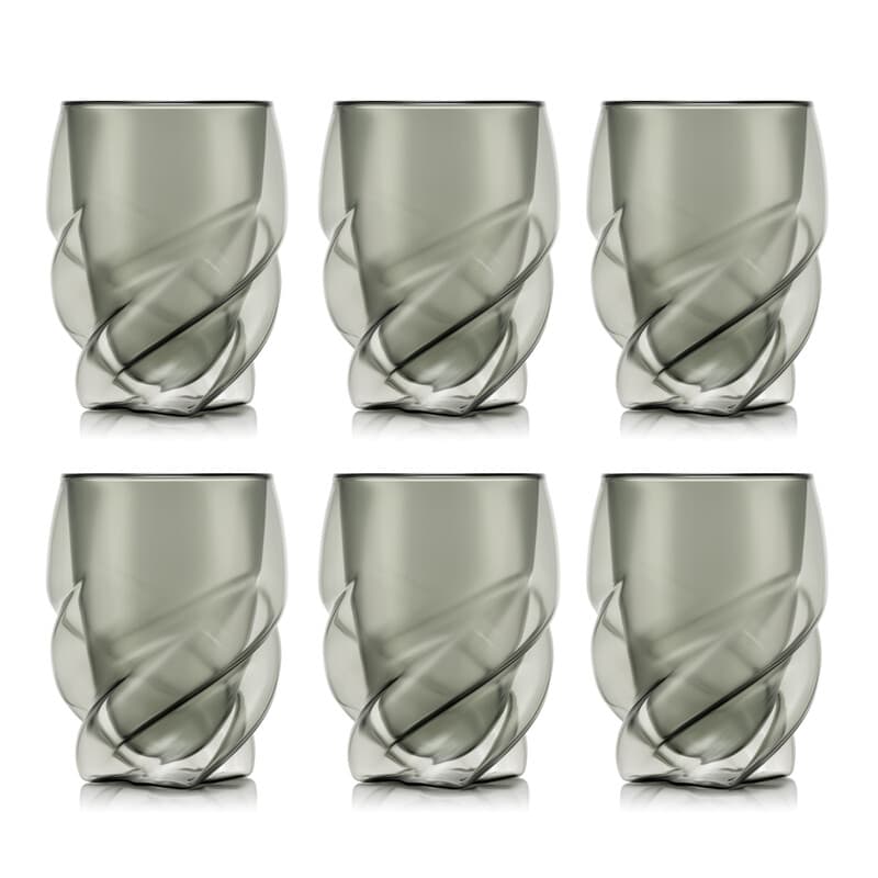 Bodum PAVINA PARIS dubbelwandige glazen - 270 ml, transparant grijs, verpakking van 6