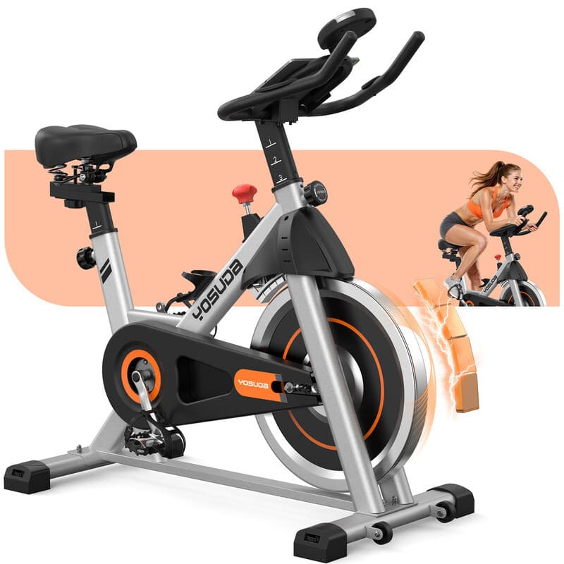 Hometrainer fiets, YOSHINO indoor cycling fiets met magnetische weerstand & app, stille hometrainer met lcd-monitor & tablethouder, spinningfiets voor cardio training thuis, in hoogte verstelbaar, max 120 kg
