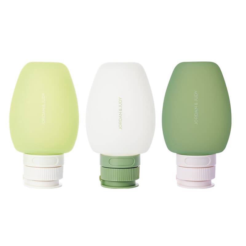 JORDAN&JUDY Reisflessen van siliconen, navulbaar, lekvrij, draagbaar set voor shampoo en cosmetica, 3-pack, 60 ml, nieuwjaarsverkoop, top cadeauopties
