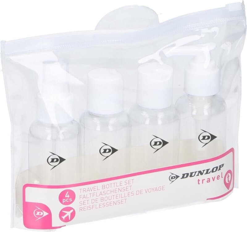 Dunlop Reisfles Set - 4 stuks, 87 mL, Transparant