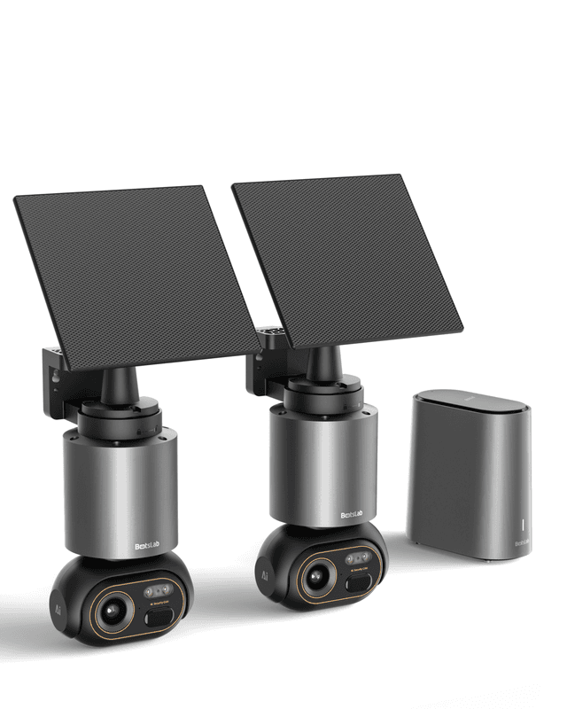Botslab 4K bewakingscamera op zonne-energie voor buiten, 2Cam kit met HomeBase, 32 GB lokaal geheugen, geen kosten, 360° WiFi-zonnecamera voor buiten met 8 MP UHD-kleurennachtzicht, AI-detectie