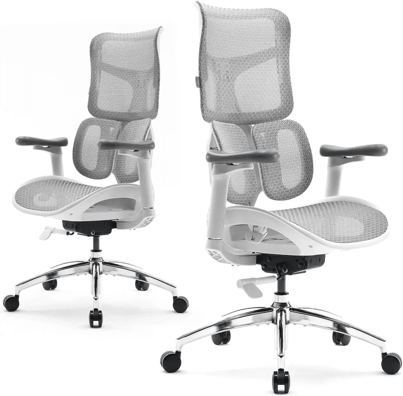 Sihoo Dora S100 ergonomische bureaustoel met wit frame en wit mesh