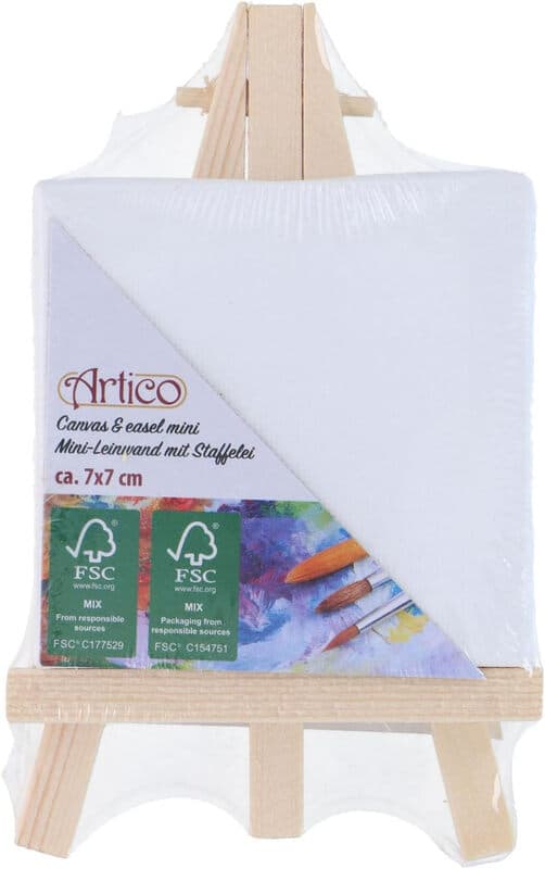 Super Mini Houten Easel met Canvas - 7 x 7 cm