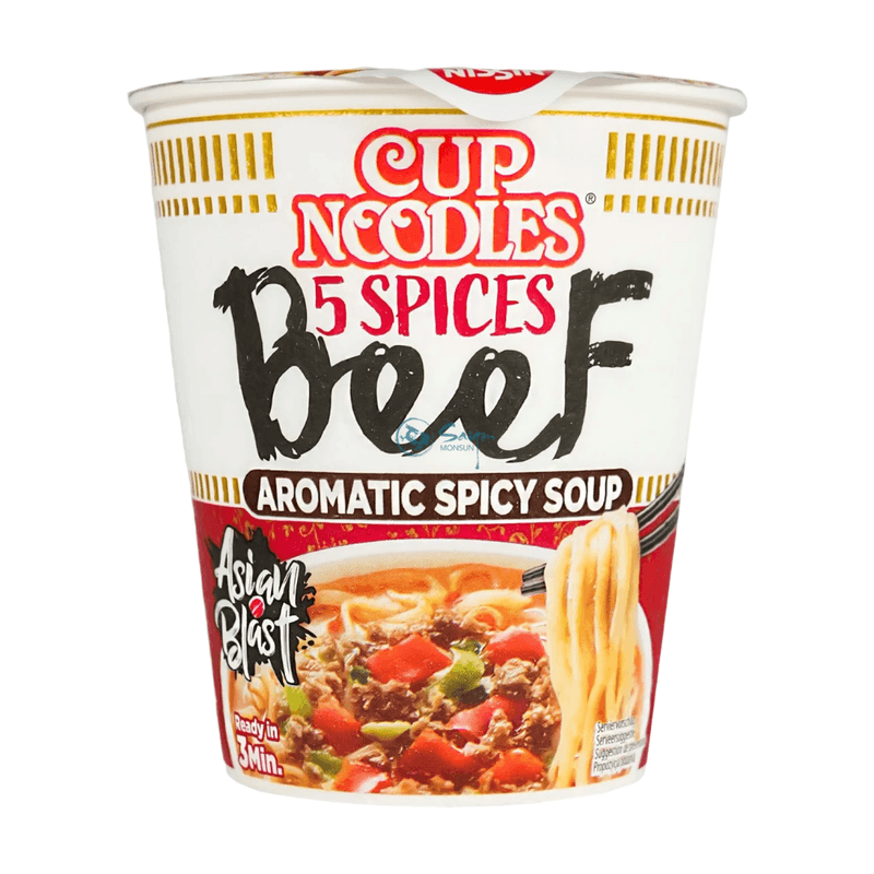 NISSIN instantnoedels in beker, rundvlees met 5 kruiden, 64 g