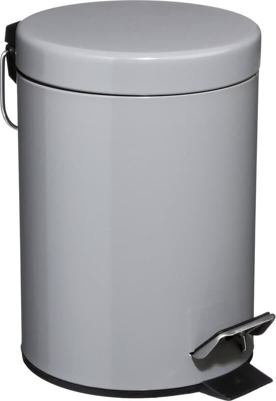 5five metalen pedaalemmer met deksel - 3 L, grijs