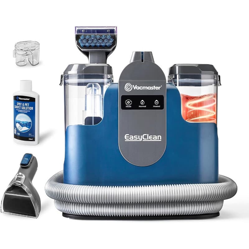 Vacmaster Easyclean Thermo - Verwarmde Tapijtreiniger - Vlekkenreiniger Verwarmbaar tot 50 °C - Reinigingsmachine met Verwarmingsfunctie - Meubelreiniger 1200W - Zetelreiniger met Schoonmaakmiddel