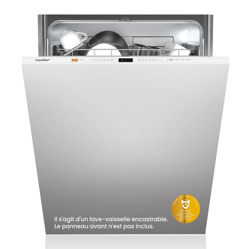 Volledig geïntegreerde vaatwasser COMFEE CDWPB1215PB-EU, 12 couverts, Cloud Wash-functie, extra drogen, ingebouwde vaatwasser met vertragde start en snelwas – wit