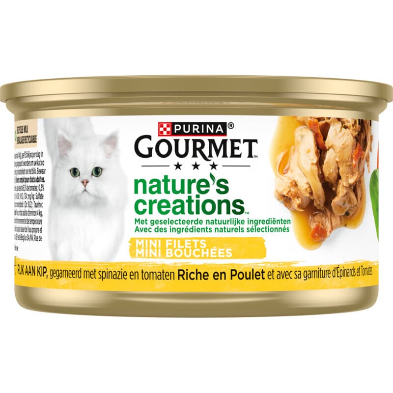 Gourmet Natuurlijke creatie rijk aan kip kattenvoer 85 g